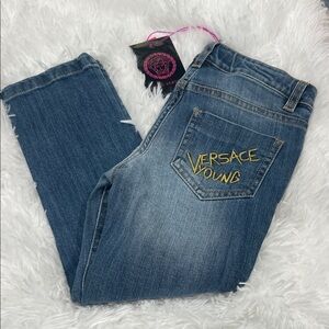 Versace Blue Skinny Jeans with Embroidered Back Pocket